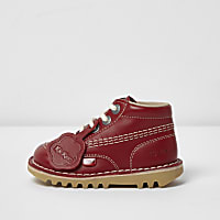 Mini kids red Kickers lace-up boots
