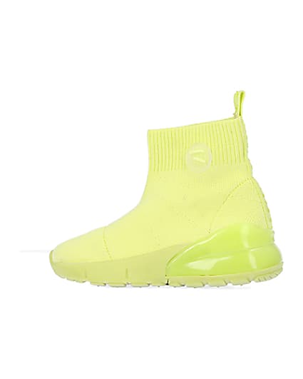 360 degree animation of product Mini lime knitted high top sock trainers frame-4