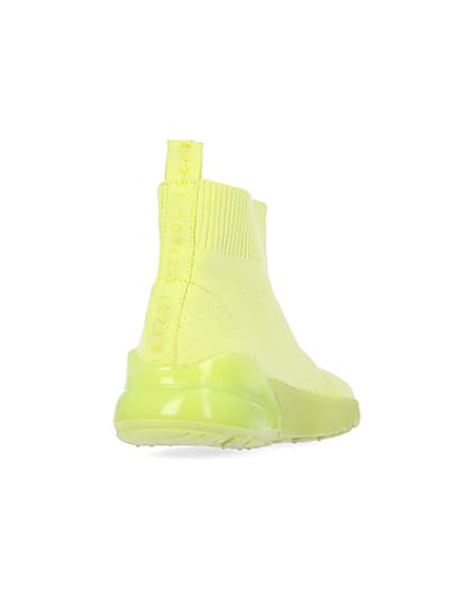 360 degree animation of product Mini lime knitted high top sock trainers frame-11