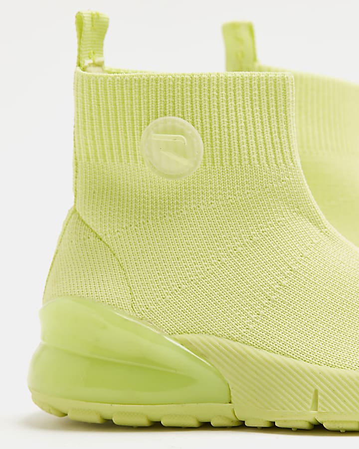 Mini lime knitted high top sock trainers