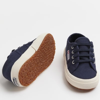 Mini Navy Superga lace up canvas trainers