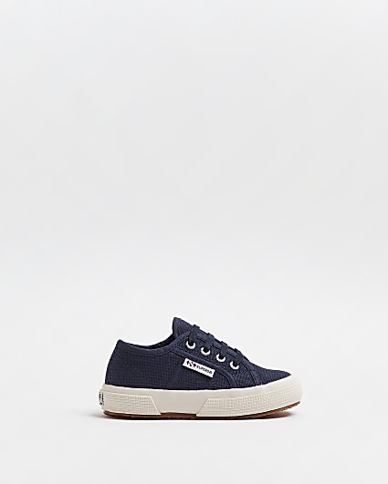 Mini Navy Superga lace up canvas trainers
