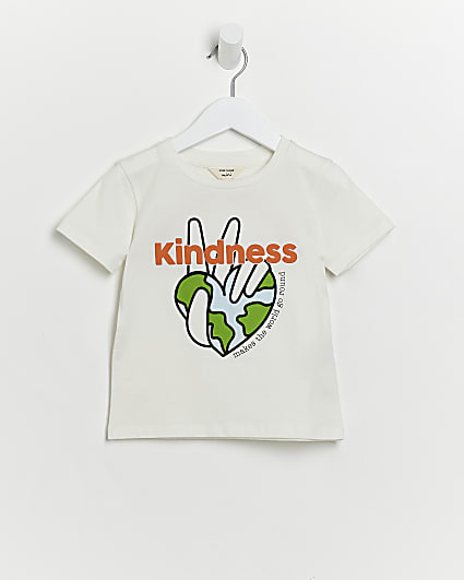 Mini white kindness earth print t-shirt