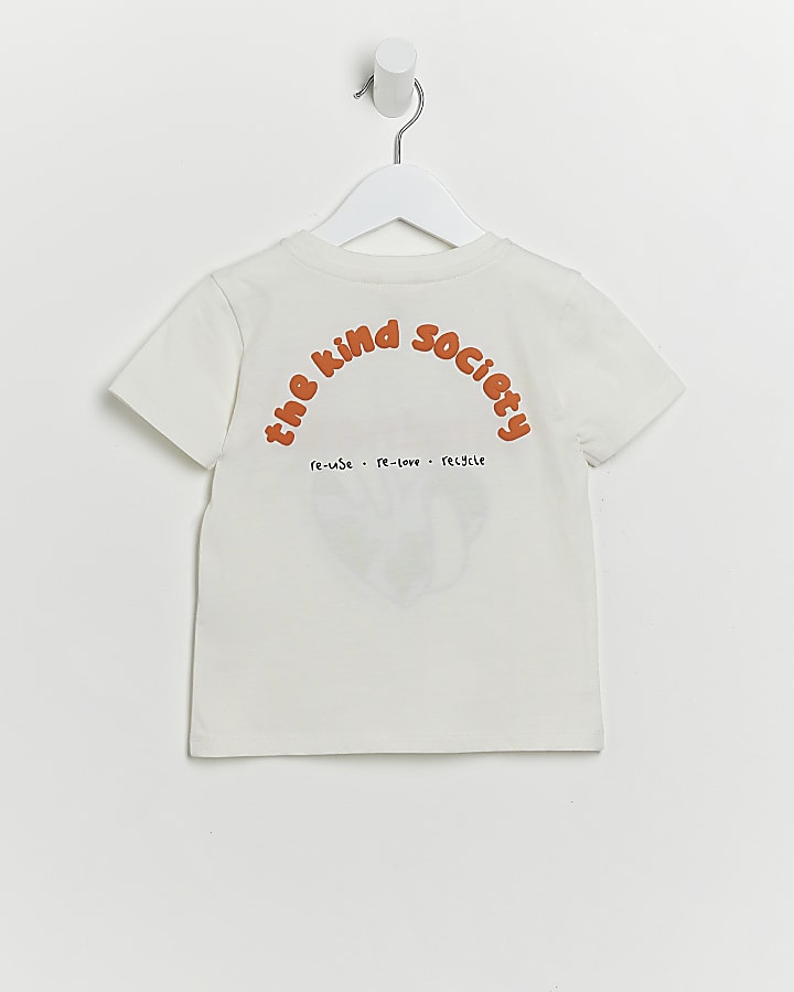 Mini white kindness earth print t-shirt