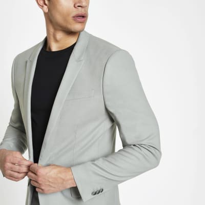 Mint green skinny suit jacket