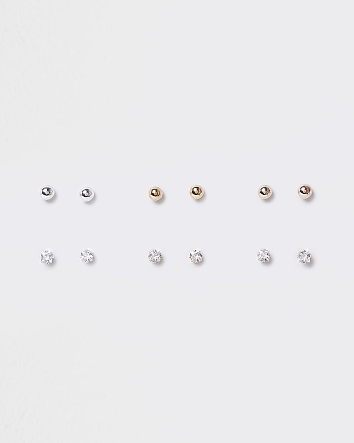 Mixed crystal stud earring multipack