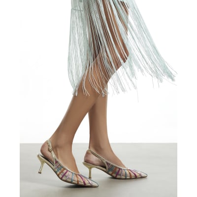 Panelled Mesh Court Heels