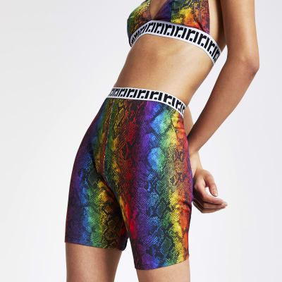 Multi colour snake print cycle shorts