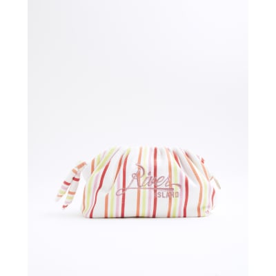 Multi Colour Striped Towel Make Up Bag