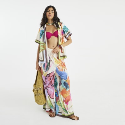 Multi Colour Tropical Print Beach Shirt