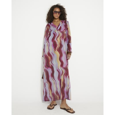 Multi Coloured Printed Maxi Tunic Beach Dress