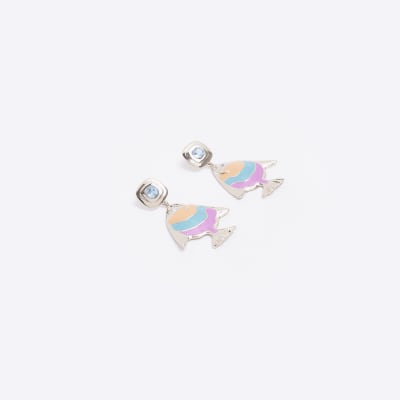 Multi Enamel Fish Drop Earrings