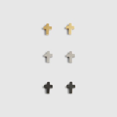 Multicoloured Cross Pack Of 3 Stud Earrings