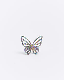 Multicoloured embellished butterfly ring
