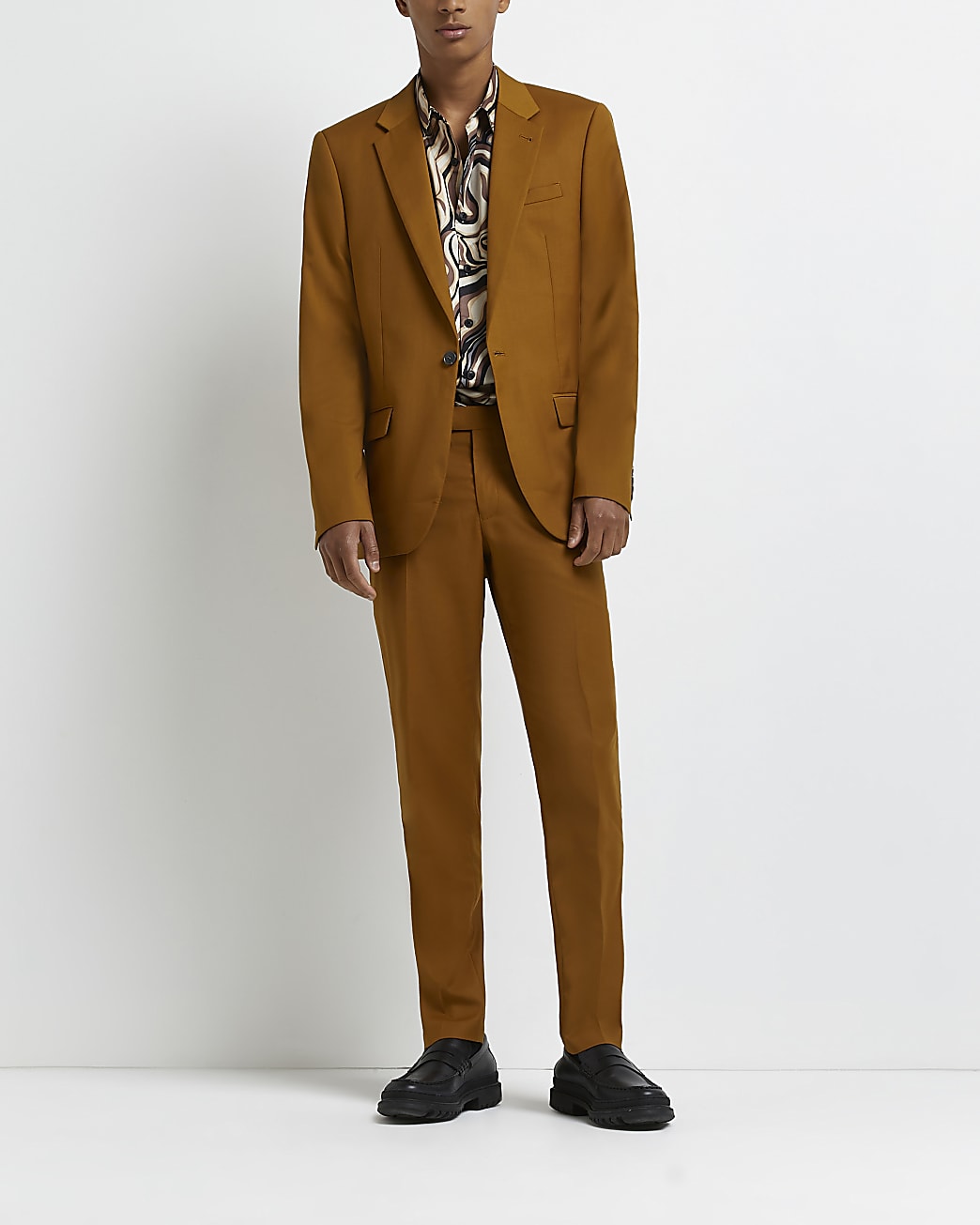 Mustard skinny fit suit jacket
