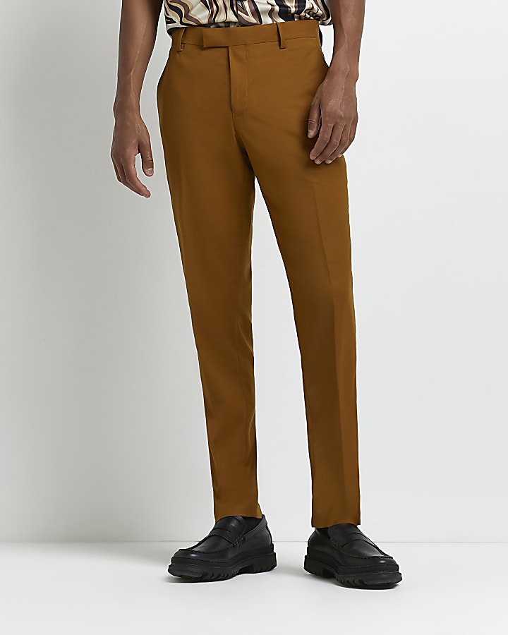 Mustard skinny fit suit trousers