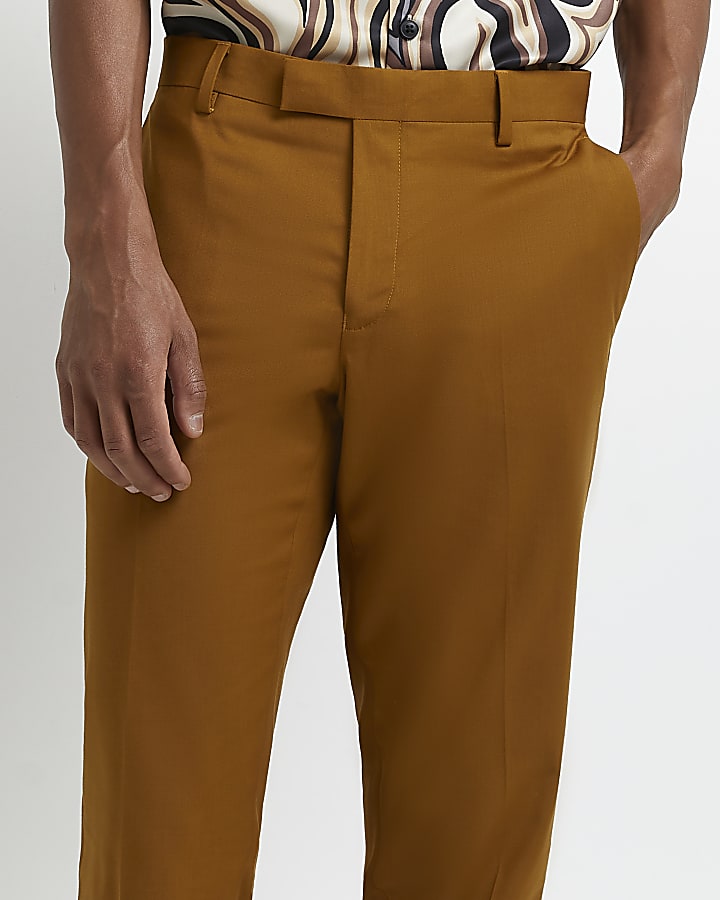 Mustard skinny fit suit trousers