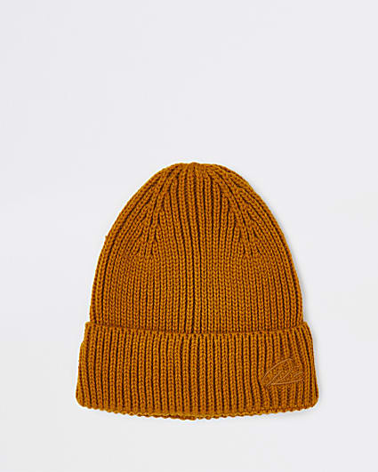 Mustard yellow RI branded docker beanie hat