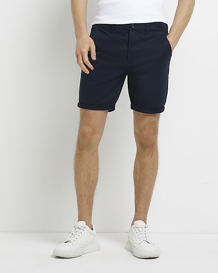 Navy and tan multipack skinny chino shorts