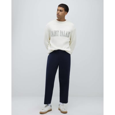 Navy Barrell Leg Chino Trousers