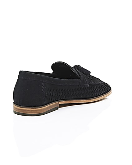 360 degree animation of product Navy blue woven suede loafers frame-13