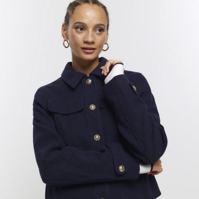 Navy coat hotsell river island