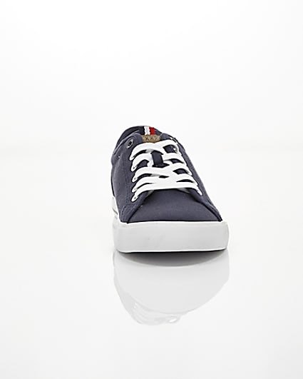 360 degree animation of product Navy canvas lace-up plimsolls frame-4
