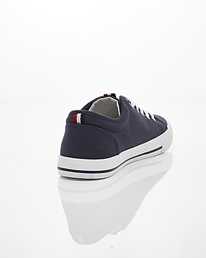 360 degree animation of product Navy canvas lace-up plimsolls frame-14