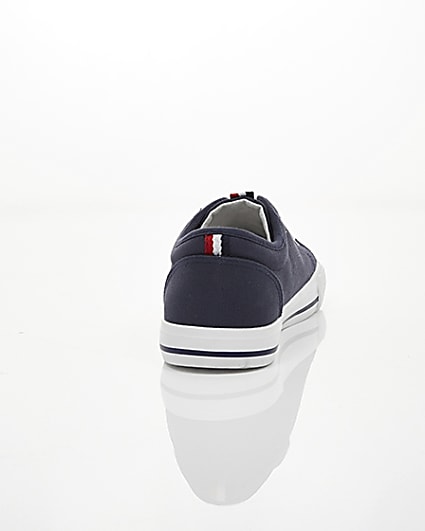 360 degree animation of product Navy canvas lace-up plimsolls frame-15