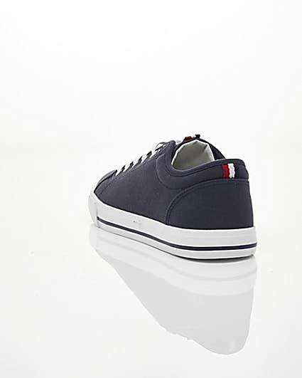 360 degree animation of product Navy canvas lace-up plimsolls frame-17