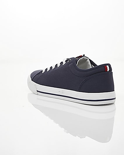 360 degree animation of product Navy canvas lace-up plimsolls frame-18