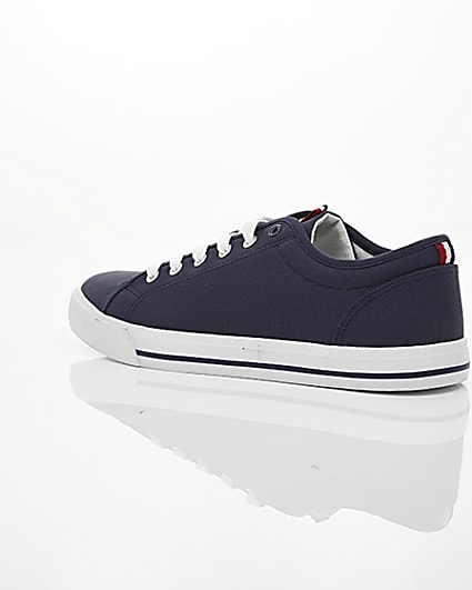 360 degree animation of product Navy canvas lace-up plimsolls frame-19