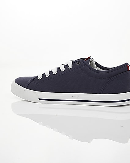 360 degree animation of product Navy canvas lace-up plimsolls frame-20