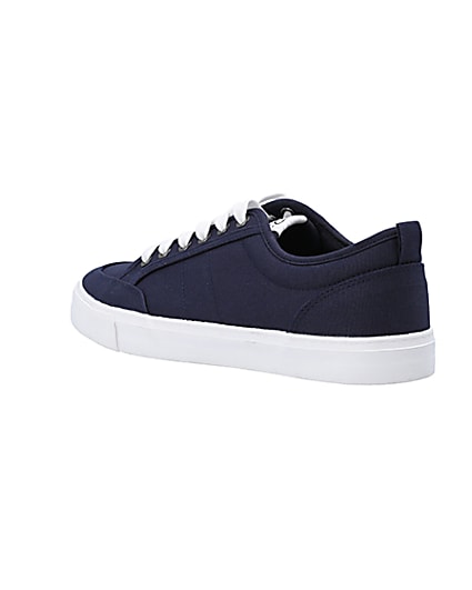 360 degree animation of product Navy canvas lace up trainers frame-6