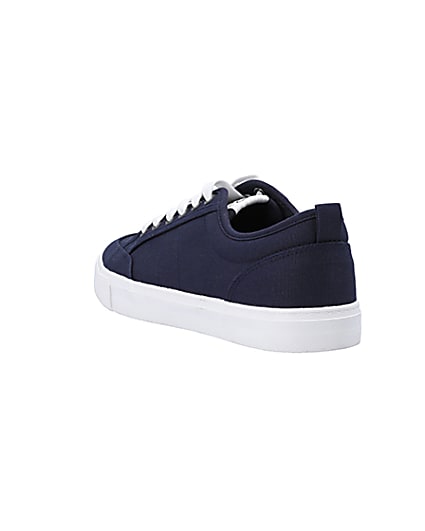 360 degree animation of product Navy canvas lace up trainers frame-7