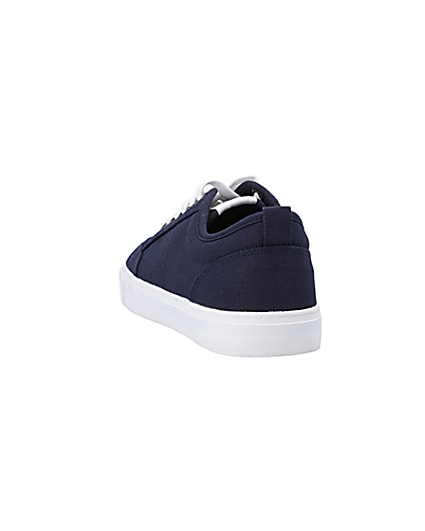 360 degree animation of product Navy canvas lace up trainers frame-8
