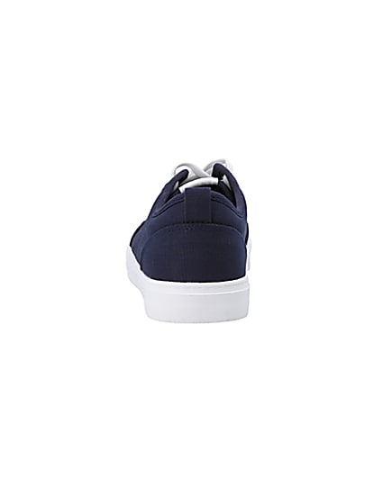 360 degree animation of product Navy canvas lace up trainers frame-9