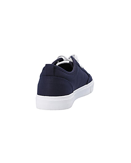 360 degree animation of product Navy canvas lace up trainers frame-10
