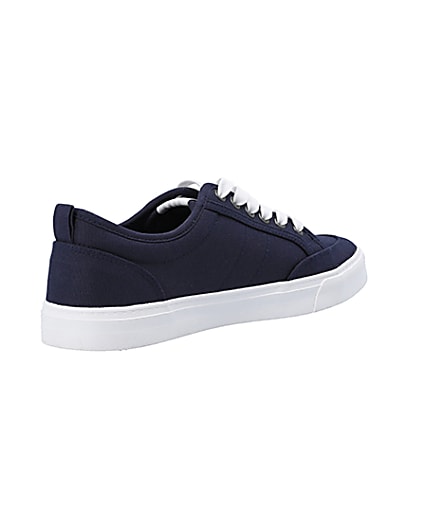 360 degree animation of product Navy canvas lace up trainers frame-12