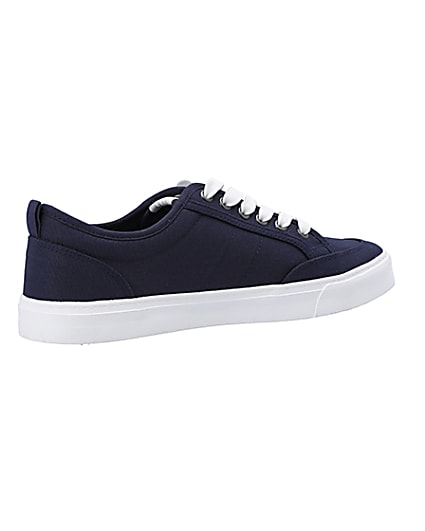 360 degree animation of product Navy canvas lace up trainers frame-13