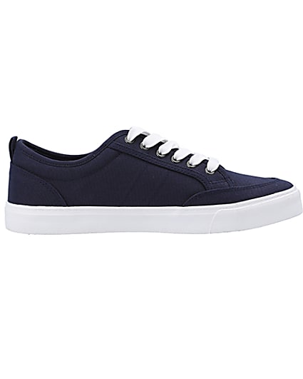 360 degree animation of product Navy canvas lace up trainers frame-15