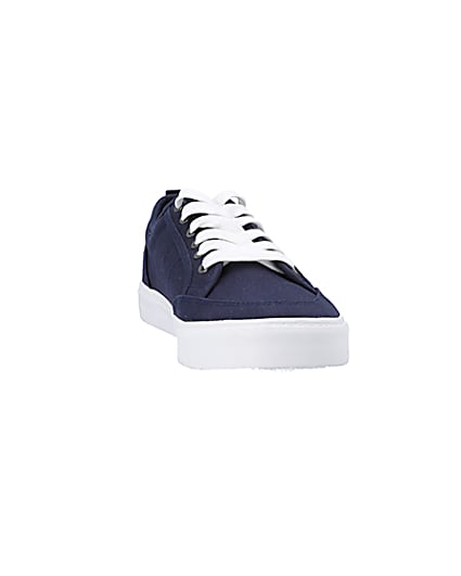 360 degree animation of product Navy canvas lace up trainers frame-20