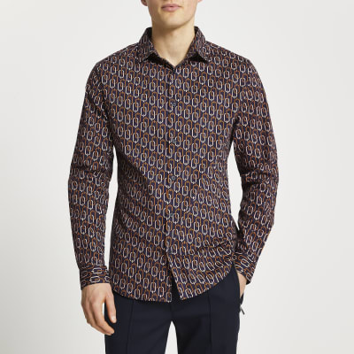 chain print long sleeve top