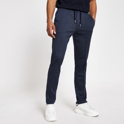 navy skinny joggers mens