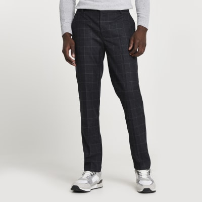 grey check trousers mens