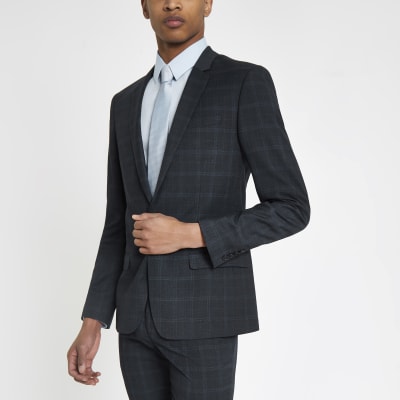 navy-check-skinny-suit-jacket-river-island