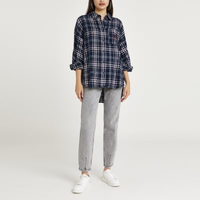 river island checked shirt women's
