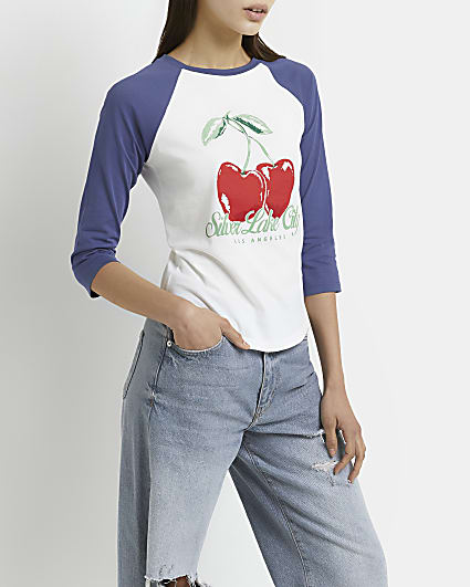 Navy cherry graphic print t-shirt