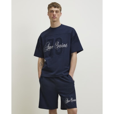 Navy Cotton Regular Ame Saint Stripe Shorts