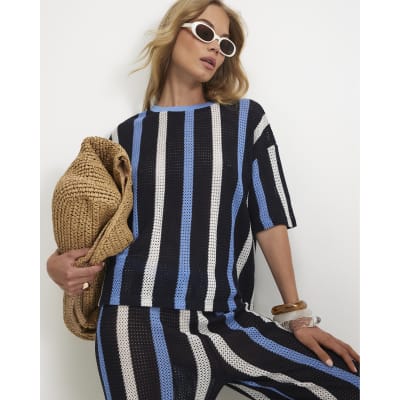 Crochet Stripe Boxy T Shirt